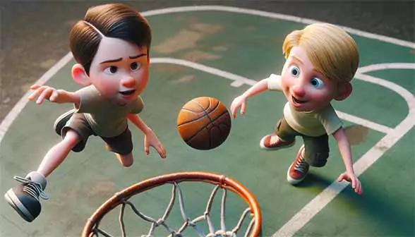 playing basketball