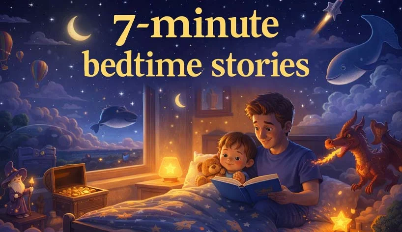 7-minute bedtime stories for kids – calming bedtime storytelling in Pixar-style illustration